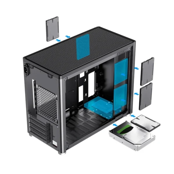 Gabinete Gamer Micro Torre Eris Jet GI985 / Micro ATX / Cristal Templado / USB 3.0, USB Tipo-C / Color Negro - Image 7