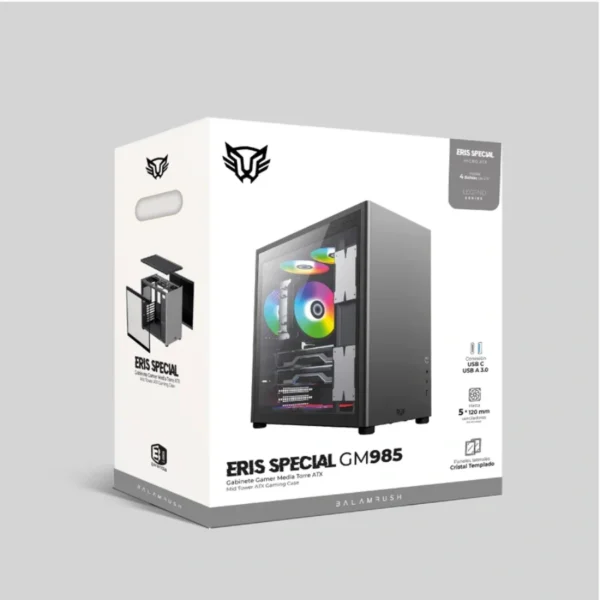 Gabinete Gamer BALAM RUSH ERIS SPECIAL GM985 / ATX / Cristal Templado / No Incluye Ventiladores / USB 3.0, USB-C / Gris - Image 6