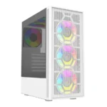 Gabinete Gamer BALAM RUSH Dragonfly II MESH GM740 / Media Torre / ATX / Panel De Cristal Templado / 4 Ventiladores RGB Incluidos / USB 3.0, USB 2.0, 3.5Mm / Blanco