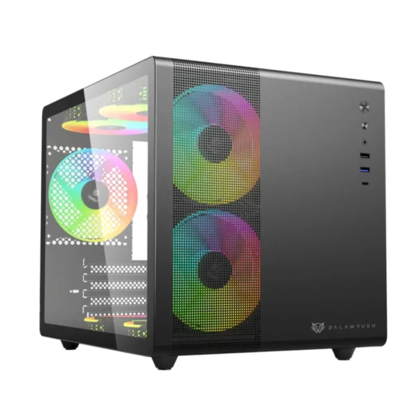 Gabinete Gamer BALAM RUSH Tank Mini GI930 / Micro-ATX / Cristal Templado / 3 Ventiladores RGB Incluidos / USB-C, USB 2.0, 3.0 / Negro - Image 1