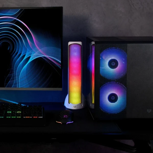 Bocinas Gamer BALAM RUSH GLIMM TOWER BG575 / Inalámbrico / Bluetooth / 10W + 2.0 CH / Iluminación RGB + 2.0 Canales / Color Blanco - Image 3