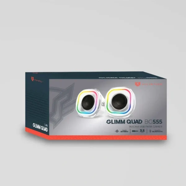 Bocinas Gamer BALAM RUSH GLIMM QUAD BG555 / Alámbricas, Inalámbricas / Bluetooth, 3.5 MM, USB / Sonido Estéreo / 10W / Iluminación LED / Blanco - Image 5