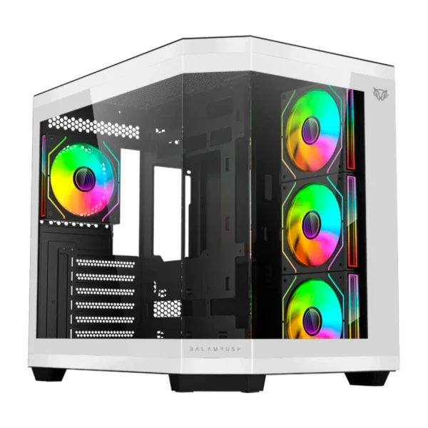 Gabinete Gamer BALAM RUSH Tank Master 9600TB / ATX / Cristal Templado / 4 Ventiladores ARGB Incluidos / USB-C, USB 2.0, 3.0 / Blanco-Negro - Image 1