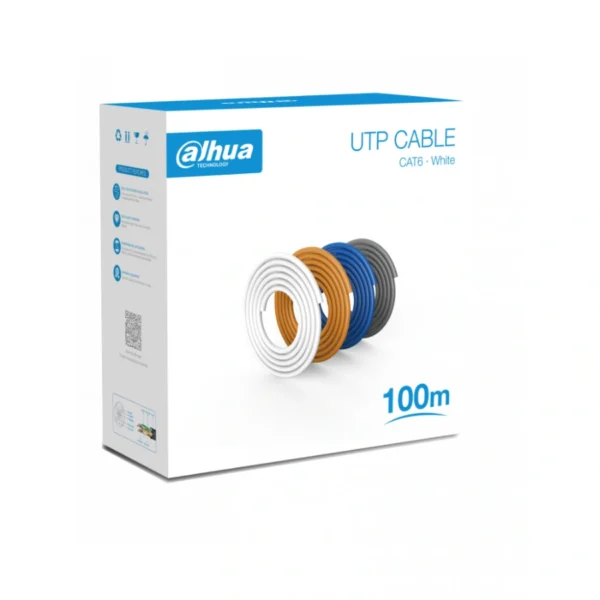 Bobina DAHUA PFM920I-6UN-C-100 / 100 Mts / Utp / Cat 6 / 100% Cobre / Color Blanco - Image 1