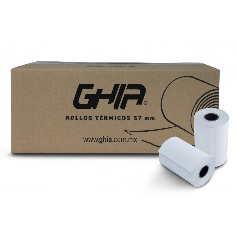 CP-GHIA-CTG574N-1 Caja Rollo Papel Térmico GHIA / 57X40 MM / 50 Piezas / Para Impresoras De 58MM / CTG574N - Imagen 1