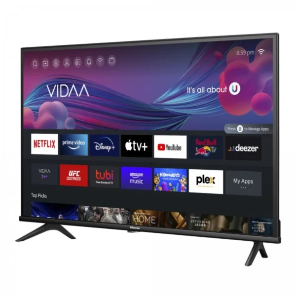Pantalla Smart TV HISENSE A4KV / VIDAA OS / 32″ / 1366 X 768 HD / Wi-Fi / DTS Virtual X / Compatible Con Alexa / X2 HDMI, X1 USB 2.0 / 60Hz / Negro - Image 3