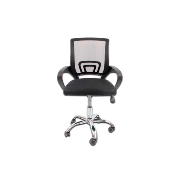 Silla MODAMOB EVEREST / Respaldo De Malla / Reposabrazos / Pistón De Altura / Base Metálica / 5 Ruedas / Negro-Plata - Image 1