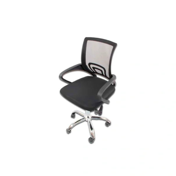 Silla MODAMOB EVEREST / Respaldo De Malla / Reposabrazos / Pistón De Altura / Base Metálica / 5 Ruedas / Negro-Plata - Image 2