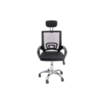 Silla Gerencial MODAMOB LYRA / Con Reposabrazos Y Reposacabezas / Respaldo De Malla / Pistón De Altura / Base Metálica / Asiento Acolchado / Negro-Plata