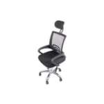 Silla Gerencial MODAMOB LYRA / Con Reposabrazos Y Reposacabezas / Respaldo De Malla / Pistón De Altura / Base Metálica / Asiento Acolchado / Negro-Plata - Image 2