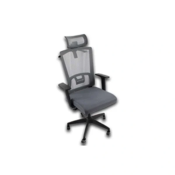 Silla Ejecutiva MODAMOB KIOTO / Ergonómica / Respaldo Con Rejilla / Con Reposabrazos Y Reposacabezas / 5 Llantas / Pistón De Altura / Soporta Hasta 120KG / Gris-Negro - Image 2