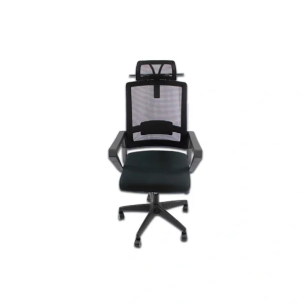 Silla Ejecutiva MODAMOB IRIS / Respaldo Y Cabecera De Malla / Pistón De Altura / Reposabrazos / Soporte Espalda / Negro - Image 1