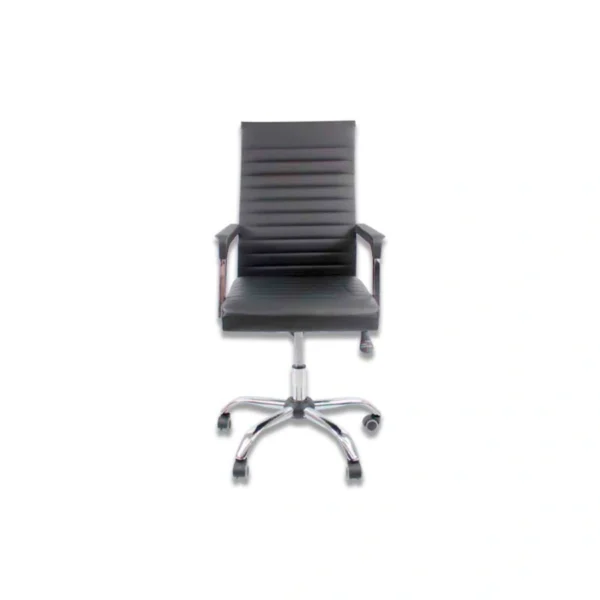 Silla Ejecutiva MODAMOB CYGNUS / Vini Piel / Pistón De Altura / Reposabrazos / Base Metálica / Con 5 Ruedas / Negro-Plata - Image 1