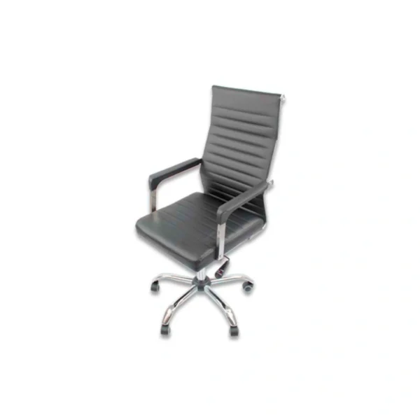 Silla Ejecutiva MODAMOB CYGNUS / Vini Piel / Pistón De Altura / Reposabrazos / Base Metálica / Con 5 Ruedas / Negro-Plata - Image 2