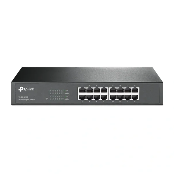 Switch TP-Link TL-SG1016D / 16 Puertos Gigabit RJ45 10/100/1000Mbps / No Administrable / Para Escritorio O Rack / Metálico / Negro - Image 1
