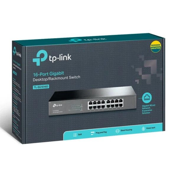 Switch TP-Link TL-SG1016D / 16 Puertos Gigabit RJ45 10/100/1000Mbps / No Administrable / Para Escritorio O Rack / Metálico / Negro - Image 4