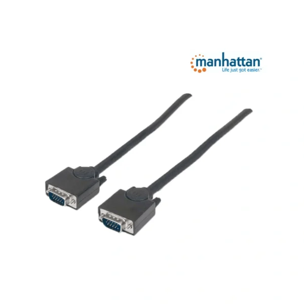 Cable Para Monitor MANHATTAN 371315 / VGA / Macho A Macho / HD / 1.8m / Blindado / Negro - Image 3