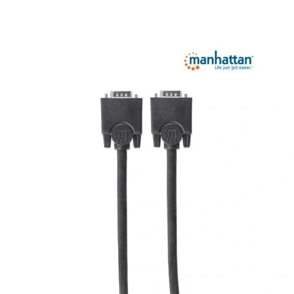 Cable Para Monitor Svga MANHATTAN HD15 / VGA (D-Sub) / Macho – Macho / 1.8Metros / 5MM / Negro / 371315 - Image 1