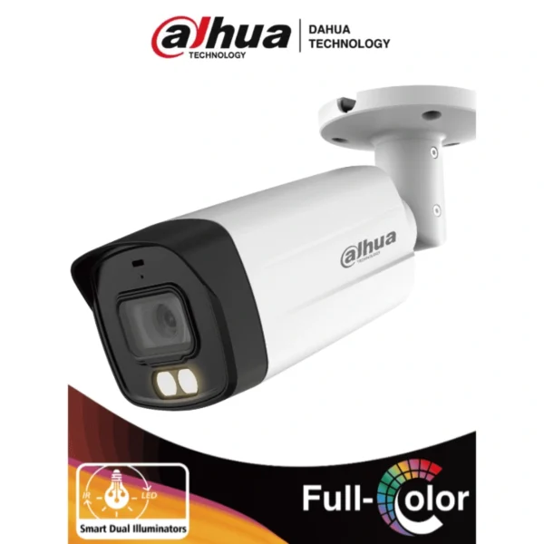Cámara De Vigilancia DAHUA BULLET HAC-HFW1509TMN-IL-A / 5Mp / Full Color / Lente De 2.8mm / 111° De Apertura / Micrófono Integrado / 40Mts De Iluminación IR Y Visible / WDR Real De 130 dB / Metálica / IP67 / Exterior / Blanco - Image 1