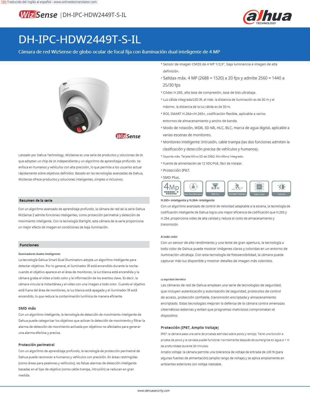 Jual Dahua IPC HDW2449T S IL 4MP Audio Slot MicroSD Smart Dual Light Fixed Eyeball Wizsense Ip Camera Cctv Indoor