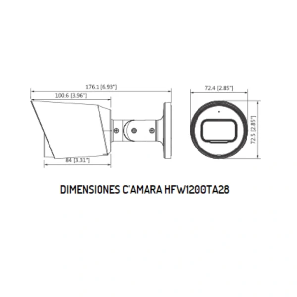 Cámara De Vigilancia DAHUA BULLET / HDCVI / TVI / AHD / CVBS / Lente 2.8mm / Ángulo De Visión 103° / Audio Integrado / Smart IR 30M / IP67 / Metálica / Para Exterior - Image 2