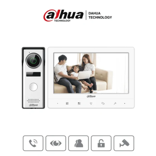 Kit De Videoportero DAHUA DHI-KTA02 / Analógico / 7" / Frente De Calle Con Cámara De 1.3 Megapíxeles/ Dwdr / Ip66 / Visión Nocturna / Gris - Image 1
