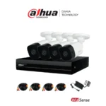 KIT DE VIGILANCIA DAHUA / 8 Canales / 2 MP. / 4 Cámaras / 3.6 Mm / Wizsense / H.265 / 1080p / 1 Ip / SMD Plus / 1 Puerto Sata / Color Negro
