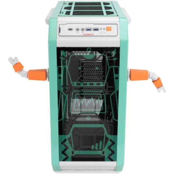 Gabinete INWIN Monsters-A Lab Series-ROBERT / Media Torre / E-ATX / Panel Vidrio Templado / 4 Ventiladores Incluidos / USB 3.2, USB Tipo-C, 3.5MM / Verde/Blanco - Image 2