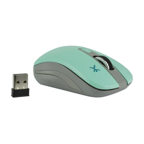 Mouse PERFECT CHOICE ESSENTIAL / Inalámbrico / Receptor USB / Alcance 10M / 3 Botones / 1600 DPI Ajustables / Sensor Óptico / Turquesa-Gris - Image 1