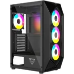 Gabinete Gamer OCELOT POLYGON-E5 / ATX / Cristal Templado / 4 Ventiladores Incluidos RGB / USB 2.0, USB 3.0 / Color Negro