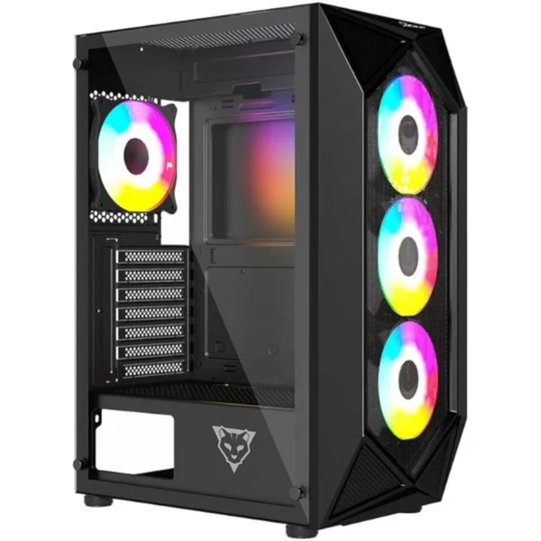 Gabinete Gamer OCELOT POLYGON-E5 / ATX / Cristal Templado / 4 Ventiladores Incluidos RGB / USB 2.0, USB 3.0 / Color Negro - Image 1