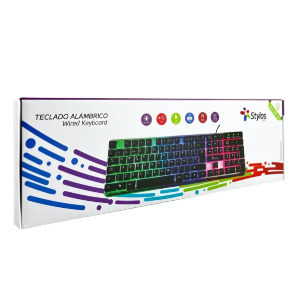 Teclado STYLOS STTEALLED1T LED / Alámbrico / USB / Cable 1.4m / Español / Color Transparente - Image 3