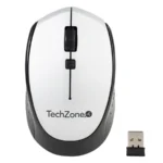 Mouse TECHZONE START SILVER / Inalámbrico / Receptor USB / Alcance 10M / 1600 DPI Ajustables / 4 Botones / Sensor Óptico / Plata-Negro
