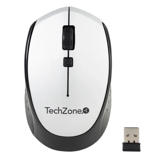 Mouse TECHZONE START SILVER / Inalámbrico / Receptor USB / Alcance 10M / 1600 DPI Ajustables / 4 Botones / Sensor Óptico / Plata-Negro - Image 1