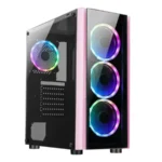 Gabinete Gamer XZEAL XZ110-1 / ATX / Panel Cristal Templado / 3 Ventiladores RGB Incluidos / USB 3.0, USB 2.0, 3.5Mm / Rosa