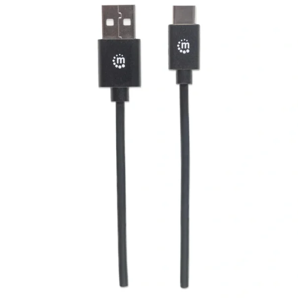 Cable Para Dispositivos USB C MANHATTAN 353298 / USB 2.0 / Macho A Macho / 480Mbps / 1 Metro / Negro - Image 1
