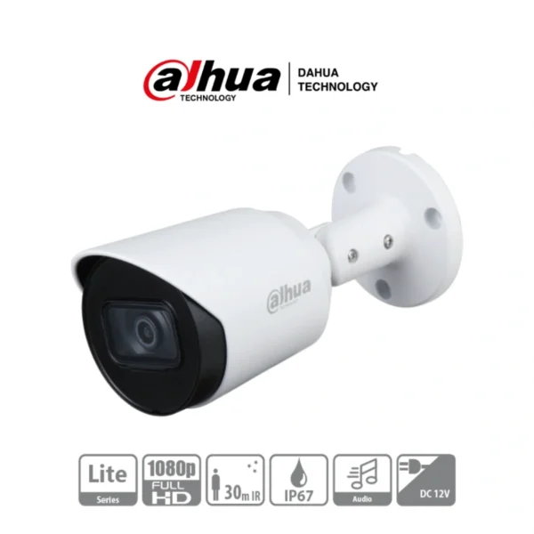 Cámara De Vigilancia DAHUA BULLET / HDCVI / TVI / AHD / CVBS / Lente 2.8mm / Ángulo De Visión 103° / Audio Integrado / Smart IR 30M / IP67 / Metálica / Para Exterior - Image 1
