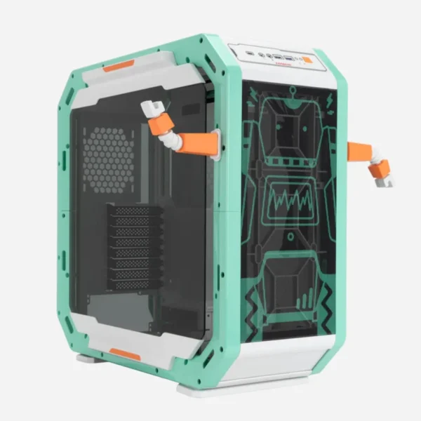 Gabinete INWIN Monsters-A Lab Series-ROBERT / Media Torre / E-ATX / Panel Vidrio Templado / 4 Ventiladores Incluidos / USB 3.2, USB Tipo-C, 3.5MM / Verde/Blanco - Image 1