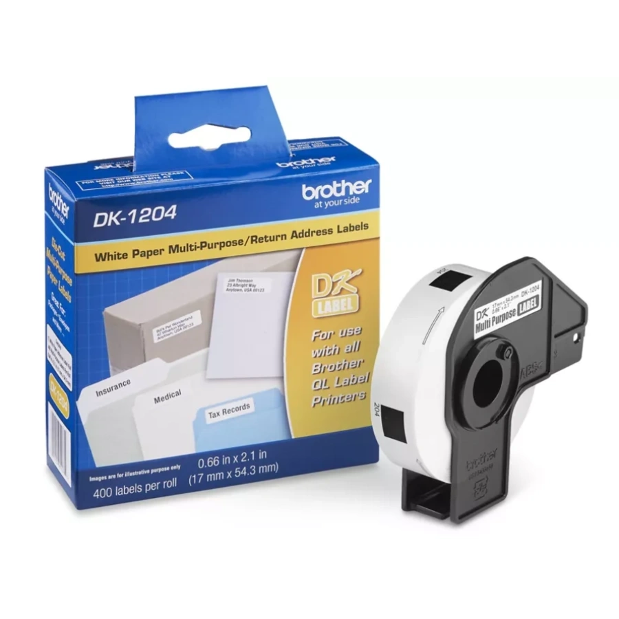 (10 Rolls) Houselabels Non-OEM Brother DK-1204 Compatible Labels – 400 White Address Labels Per Roll + 1 Reusable Frame, 2/3" X 2-1/8"