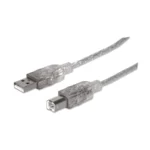 Cable Para Dispositivos USB B MANHATTAN 333405 / Versión 2.0 / Macho A Macho / 480Mbps / 1.8Mts / Color Plateado