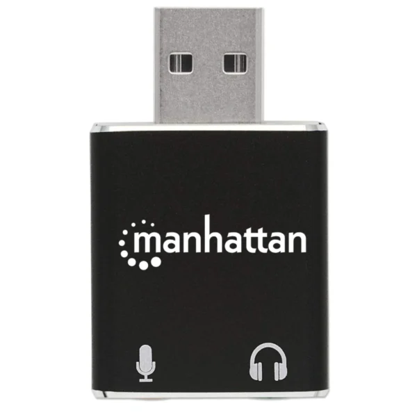 Adaptador Manhattan USB-A a Puertos de 3.5 mm / Para Entrada de Micrófono y Salida de Audio / Soporta sonido Estéreo 2.1 / 152754 / Negro - Image 3