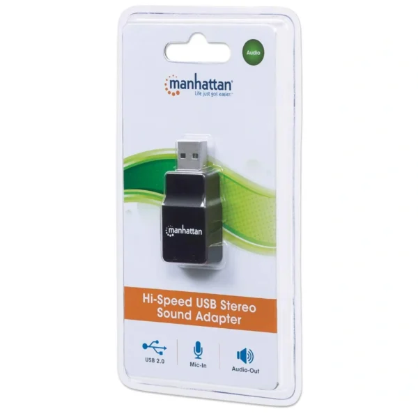 Adaptador Manhattan USB-A a Puertos de 3.5 mm / Para Entrada de Micrófono y Salida de Audio / Soporta sonido Estéreo 2.1 / 152754 / Negro - Image 5