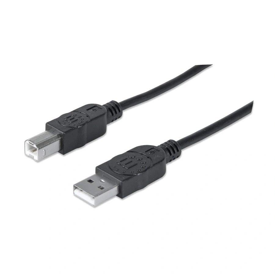 hi-speed-usb Cable Para Impresora MANHATTAN 333382 / USB A – USB B / 3Mts / Versión 2.0 / 480Mbps / Negro - Imagen 1