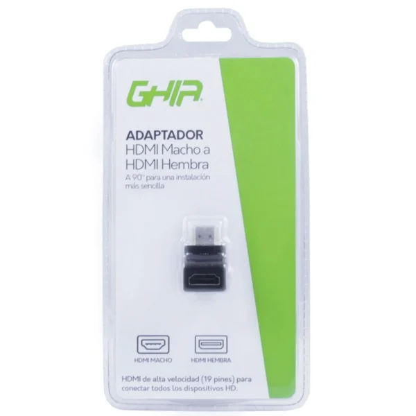 Adaptador GHIA ADAP-6 / Tipo Codo / HDMI Macho A HDMI Hembra / ángulo De 90° / Color Negro - Image 4