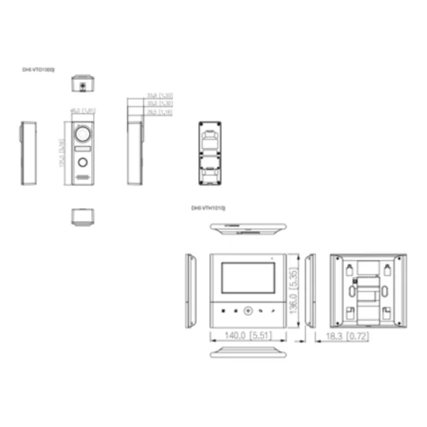 Kit De Videoportero Analógico DAHUA KTA04 / Pantalla De 4.3" / Múltiples Sonidos De Timbre / Botones Touch / Frente De Calle De 1.3Mp / Apertura De Puerta / IP66 / Indicador Led/ Botón De Salida / Detección De Estatus De Puerta / Para Exterior - Image 2