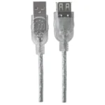 Cable De Extensión USB MANHATTAN 340496 / USB 2.0 De Alta Velocidad / Macho A Hembra / 480Mbps / 3 Metros / Plateado