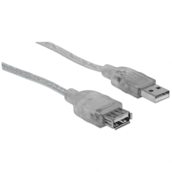 Cable De Extensión USB MANHATTAN 340496 / USB 2.0 De Alta Velocidad / Macho A Hembra / 480Mbps / 3 Metros / Plateado - Image 2