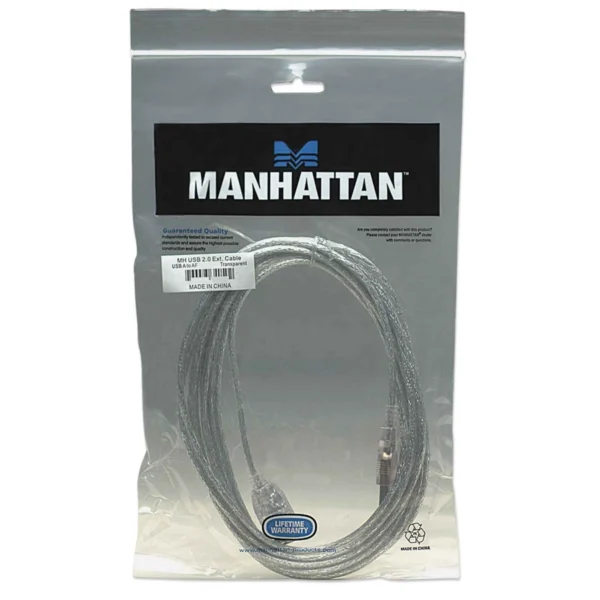 Cable De Extensión USB MANHATTAN 340496 / USB 2.0 De Alta Velocidad / Macho A Hembra / 480Mbps / 3 Metros / Plateado - Image 6