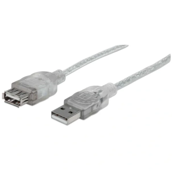 Cable De Extensión USB MANHATTAN 340496 / USB 2.0 De Alta Velocidad / Macho A Hembra / 480Mbps / 3 Metros / Plateado - Image 3