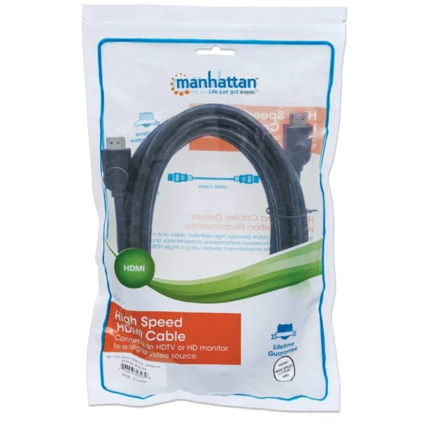 Cable HDMI MANHATTAN 323239 / 4K A 30Hz / De Alta Velocidad / Macho A Macho / Blindado / 5M / Negro - Image 4